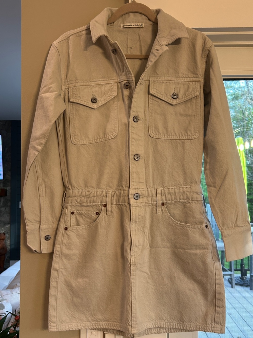 Abercrombie & Fitch long sleeve Beige Denim Jacket Dress